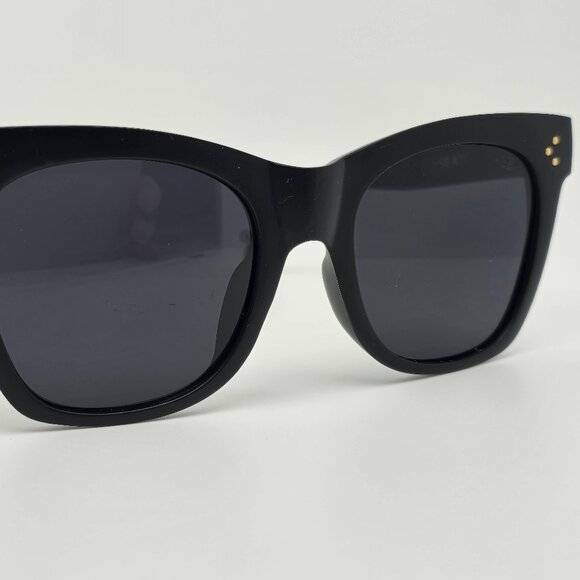 I-SEA Stevie Matte Black Gold Frame Polarized Black Lens Cat Eye Sunglasses 53mm - Picture 6 of 16